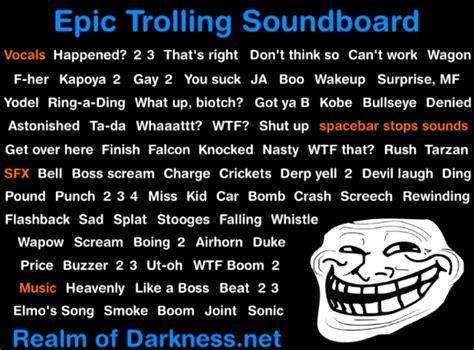 soundboard realm of darkness|Soundboard Archive : r/soundboardpranks .